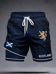 Men's UK Scotland Football Lover 2026 Printed Pocket Double-Layer Shorts