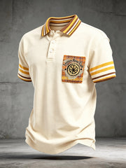 Men’s Off-White The Stone Rose Patchwork Print Casual Polo Shirt