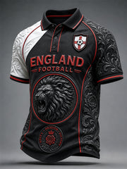 Men's Retro England Football Fan Art Print Casual Jersey