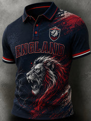 Men's Retro England Football Fan Art Print Casual Jersey