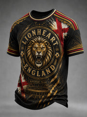 Men's Retro England Football Fan Art Print Casual Jersey