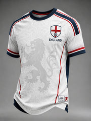 Men's Retro England Football Fan Art Print Casual Jersey
