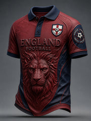 Men's Retro England Football Fan Art Print Casual Jersey