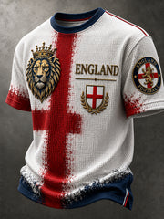 Men's Retro England Football Fan Art Print Casual Jersey