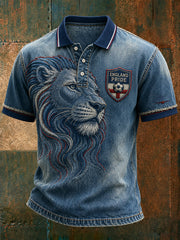 Men's Retro England Football Fan Art Print Casual Jersey