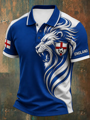 Men's Retro England Football Fan Art Print Casual Jersey