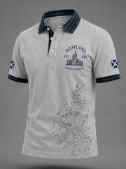 Men's Scottish Plaid Print Casual Polo