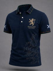Men's Scottish Plaid Print Casual Polo