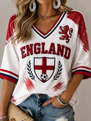 Retro England Football Fan Art Print Casual Jersey