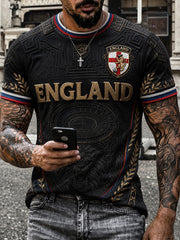 Retro England Football Fan Art Print Casual T-Shirt