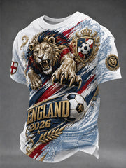 Retro England Football Fan Art Print Casual T-Shirt