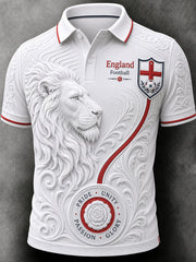 Retro English Football Fan Art Print Casual Polo Jersey