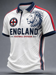 Retro English Football Fan Art Print Casual Polo Jersey