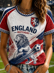 Retro England Football Fan Art Print Casual Jersey