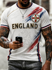 Retro England football fan art print casual jersey