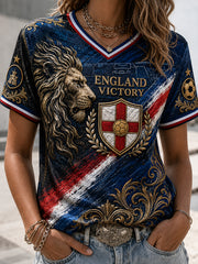 Retro England Football Fan Art Print Casual Jersey