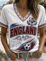 Retro England Football Fan Art Print Casual Jersey