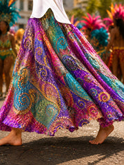 Women's 60th Anniversary Carnival Graphic Long Half Skirt
