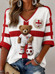 Vintage British Paddington Bear Soccer Art Print Casual Top