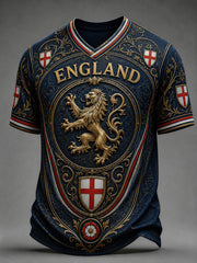 Retro England Football Fan Art Print Casual T-Shirt