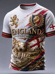 Retro England Football Fan Art Print Casual T-Shirt