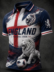 Retro England Football Fan Art Print Casual Polo Shirt