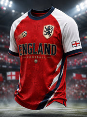 Retro England Football Fan Art Print Casual T-Shirt