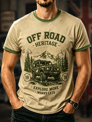 Men's Retro Car Culture Print Casual Tee