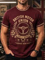 Men's Retro Car Culture Print Casual Tee