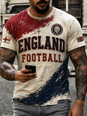 Retro England football fan art print casual jersey