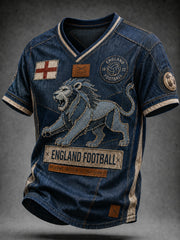Retro England Football Fan Art Print Casual Jersey