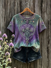 Women's Scotland Thistle Celtic Knot Gradient Print short-sleeved T-shirt