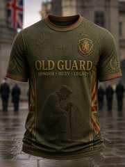Men's Retro British Veteran Print Casual Tee