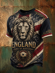 Retro England Football Fan Art Print Casual T-Shirt