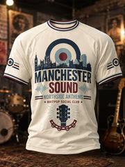Men's Retro Rock Band Print Casual Tee