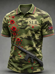 Men's Retro Weapon Print Short-Sleeve Polo Shirt