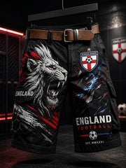 Retro England Football Fan Art Print Casual Trousers