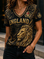 Retro England Football Fan Art Print Casual Jersey