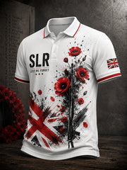 Men's Retro SLR Forget-Me-Not Print Casual Polo Shirt