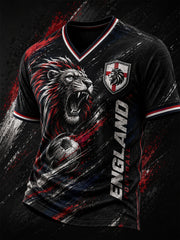 Retro England Football Fan Art Print Casual T-Shirt