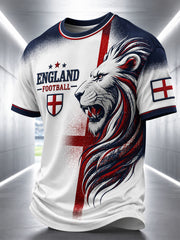 Retro England Football Fan Art Print Casual T-Shirt
