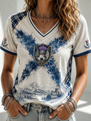 Women's Scotland Football  V-Neck T-Shirt