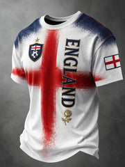 Retro England Football Fan Art Print Casual T-Shirt