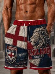 Retro England Football Fan Art Print Casual Shorts