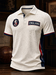Retro England Football Fan Art Print Casual Polo Shirt