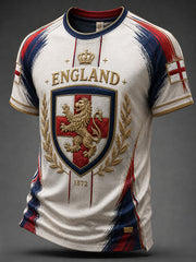 Retro England Football Fan Art Print Casual T-Shirt