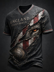 Retro England Football Fan Art Print Casual T-Shirt