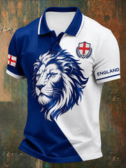 Retro England Football Fan Art Print Casual Polo Shirt