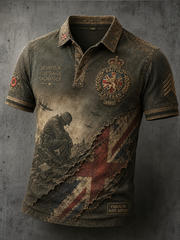 Men's British veteran print polo shirt