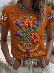 Women's 14 July Orangemens Day FDloral Art Printed T-shirt